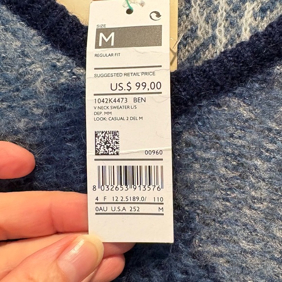 United Colors Of Benetton Mohair Blend Sweater, v-neck, Size L - Picture 5 of 7